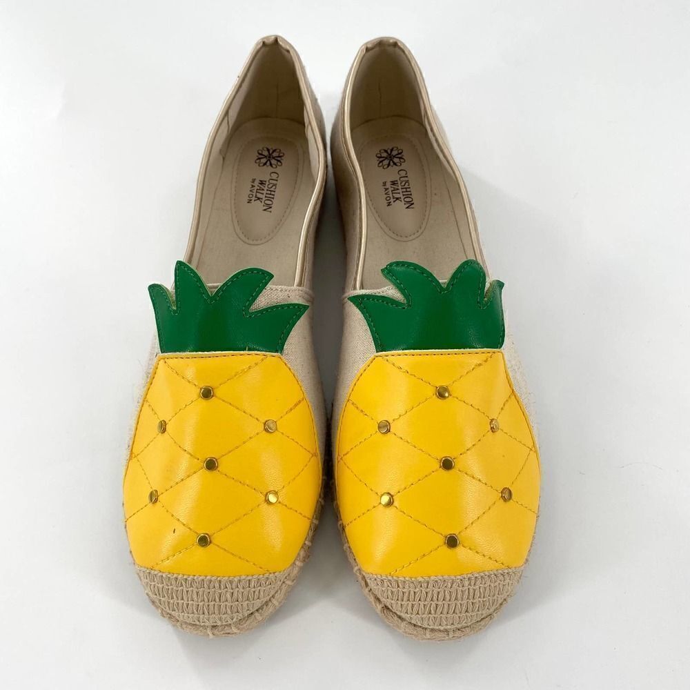 AVON Cushion Walk Pineapple Espadrilles Flats Shoes Size 9 NWOB